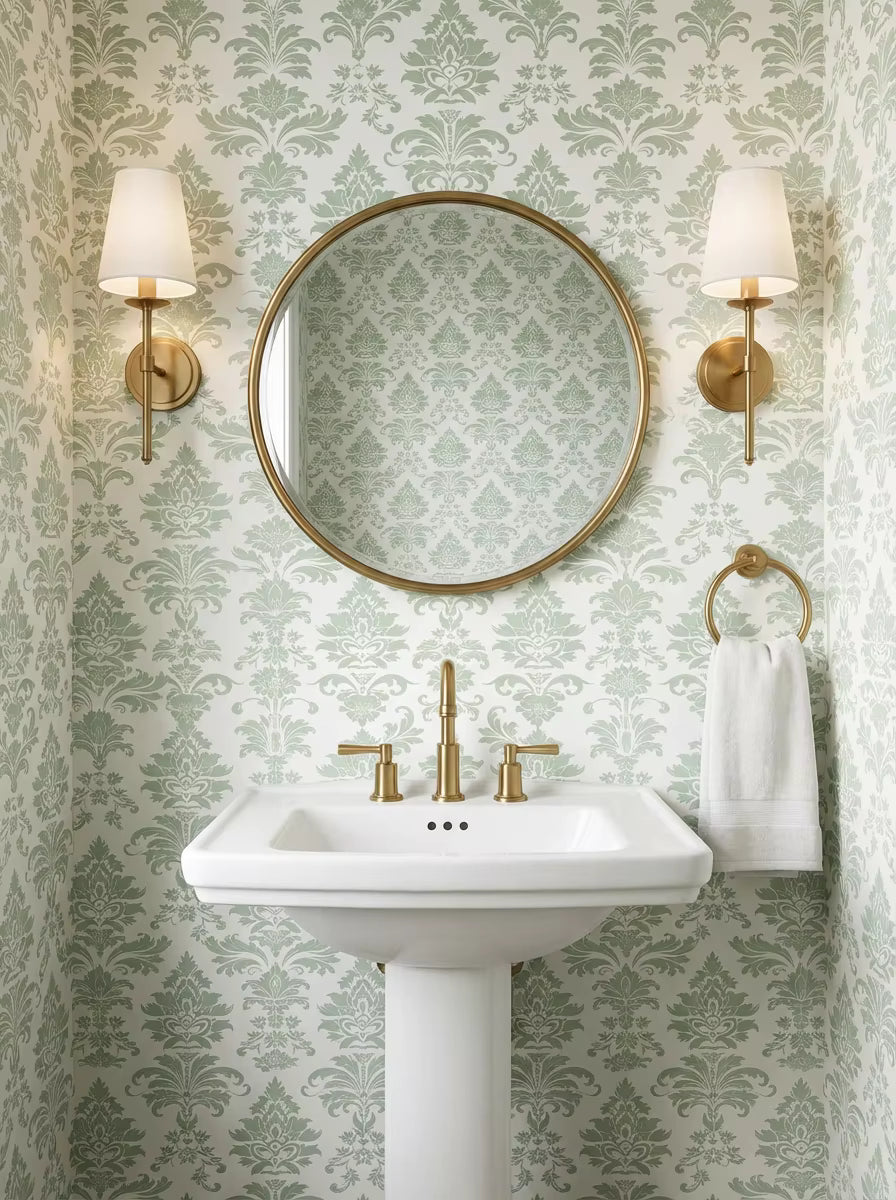 Soft Sage Manor Wallpaper