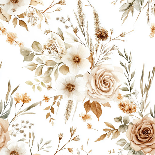 Gathered Blooms – Soft Cream Floral Nursery Wallpaper