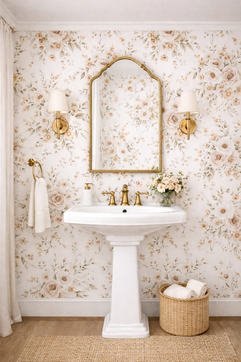 Gathered Blooms – Soft Cream Floral Nursery Wallpaper