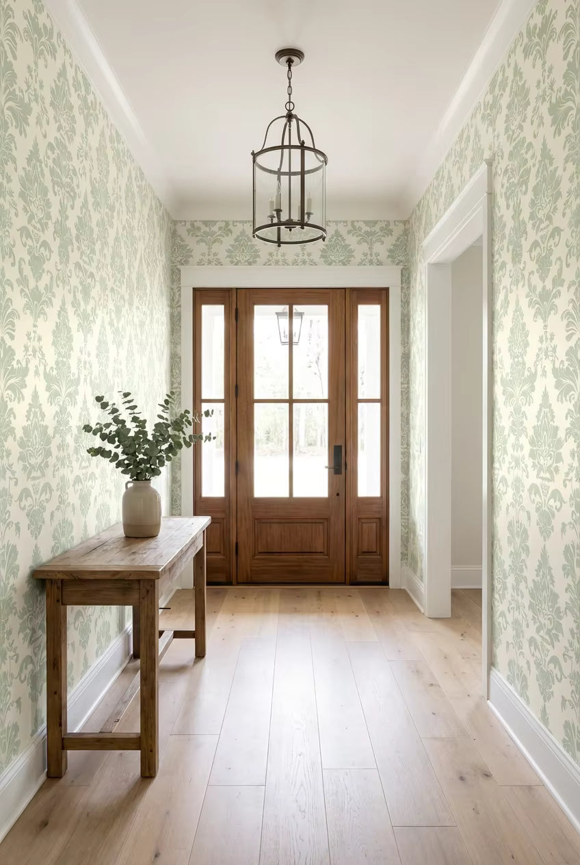 Soft Sage Manor Wallpaper